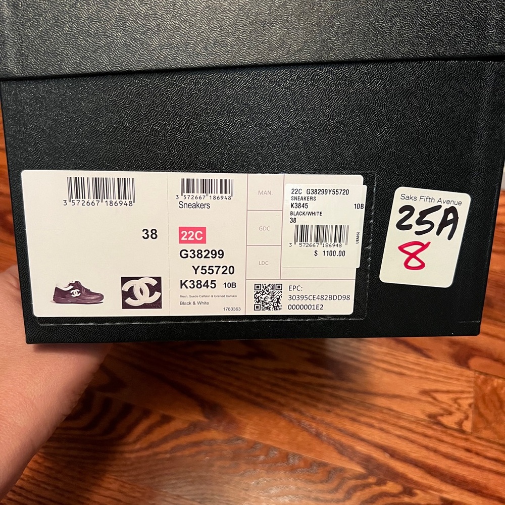 Chanel Black and White Sneakers size 38 - Picture 5 of 5